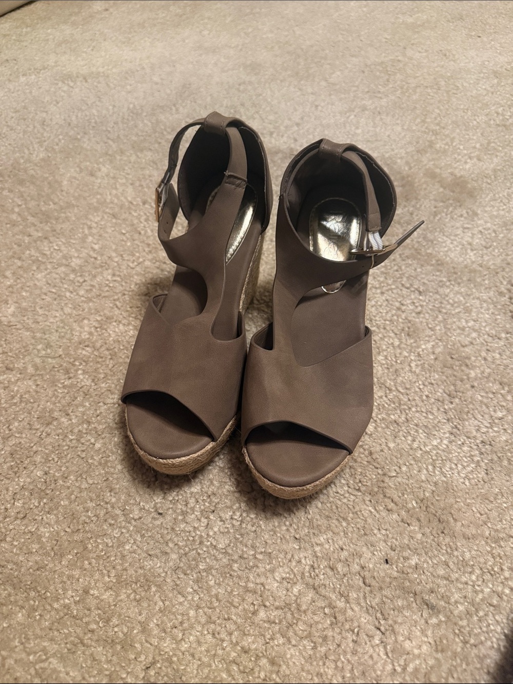 Refresh Taupe Espadrille Wedge Sandals